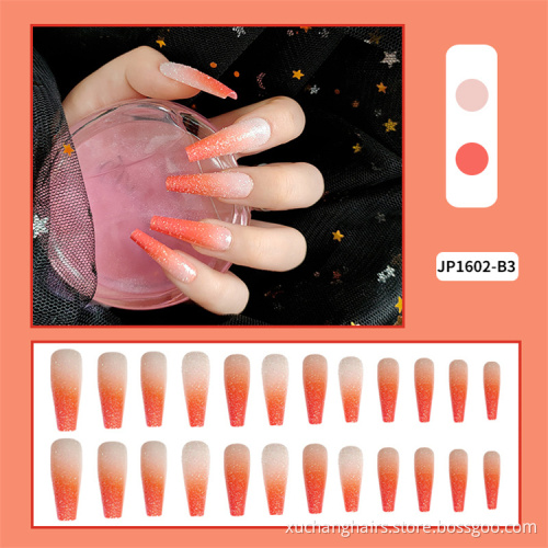High Quality ABS Ballerina Gradient Long Full Cover Fake Nail Wholesale Art Tips Coffin Press On False Artificial Nails